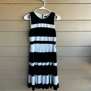 Lauren by Ralph Lauren Black & White Sleeveless Striped Lined Dress Size 4P
